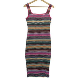 Emery Rose Knit Bodycon Midi Dress Womens M Multicolor Boho Sleeveless